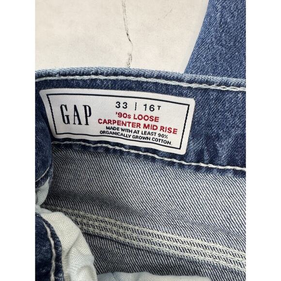 GAP Men's 90s Loose Carpenter Mid Rise Jeans Baggy Relaxed Y2K 33 * 34 Tall - Picture 12 of 12